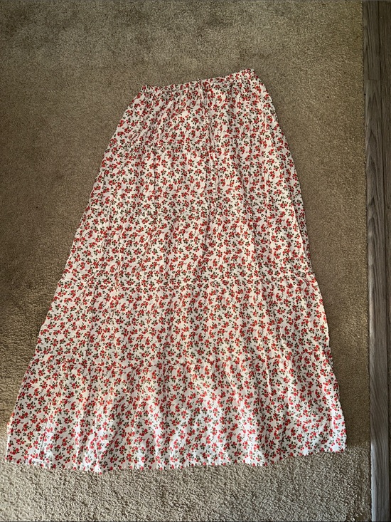 Cotton On Dresses & Skirts - Cotton On White Maxi Skirt with Red Floral Print